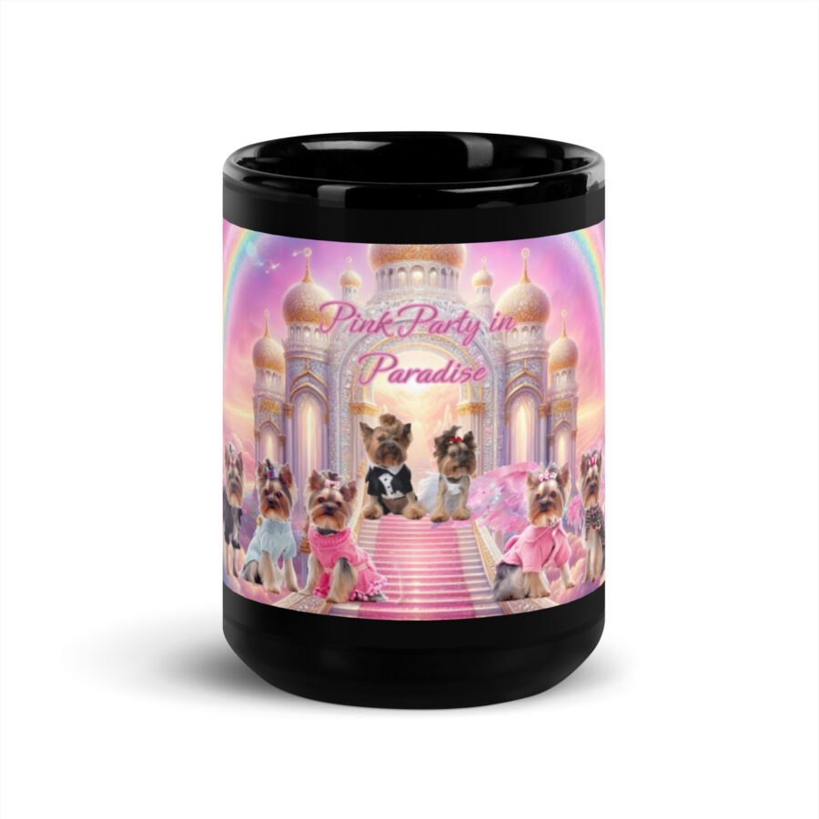 Yorkie Paradise Tribute Black Glossy Mug - Image 6