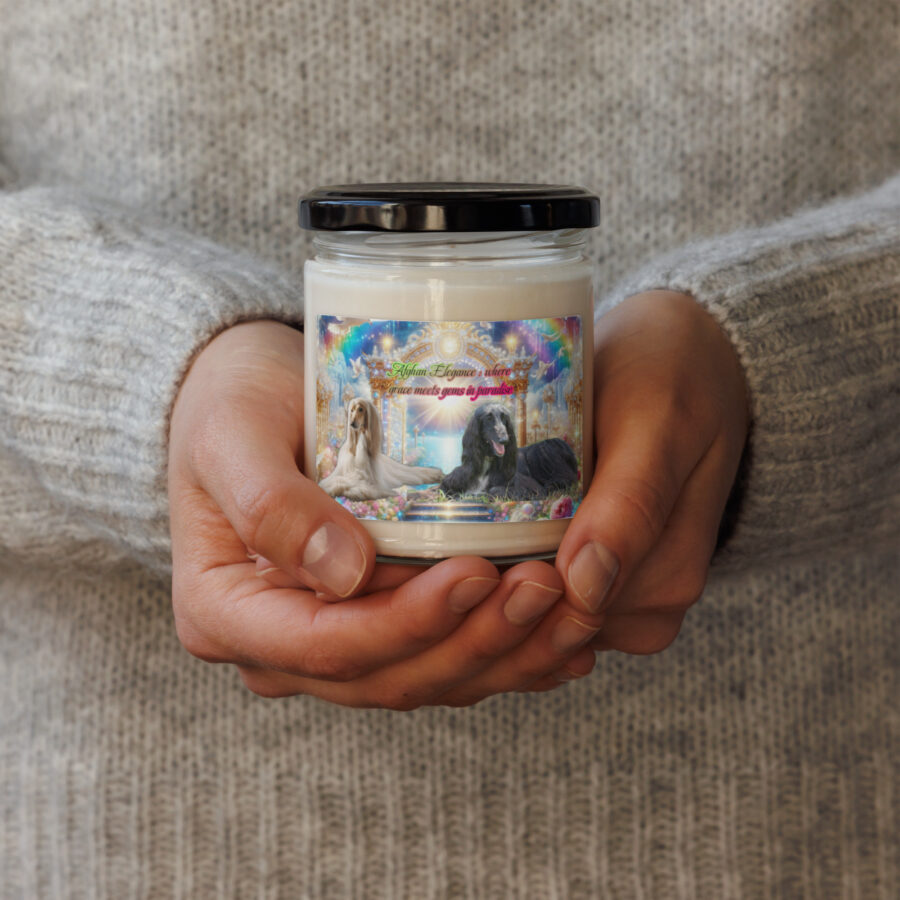 Afghan Hounds in heaven " Afghan |Elegance- where grace meets gems in  paradise" 9.oz  Candle Tribute - Image 2