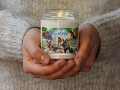 German Shepherds in Heaven " German Shepherds guard Heavens Gates with Loyalty": 9.oz Scented soy candle