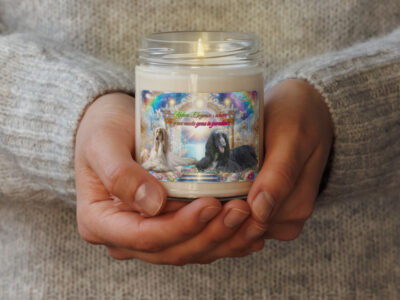 Afghan Hounds in heaven " Afghan |Elegance- where grace meets gems in  paradise" 9.oz  Candle Tribute