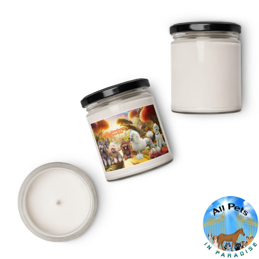 Poodles in Heaven " Paradise where the trees poof like our hair.."  9.oz Scented soy candle - Image 8