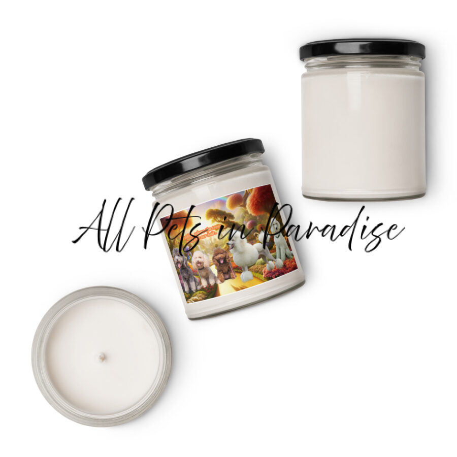 Poodles in Heaven " Paradise where the trees poof like our hair.."  9.oz Scented soy candle - Image 9