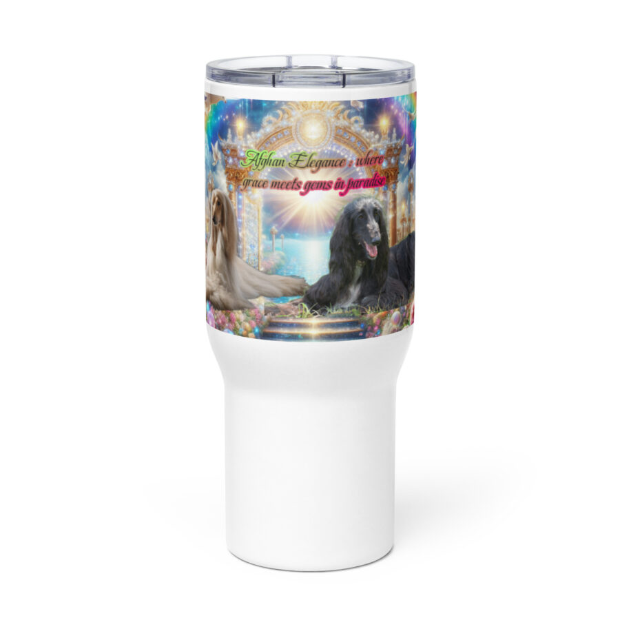Afghan Hounds in heaven " Afghan Elegance- where grace meets gems in Paradise" 25.oz  Tribute Tumbler
