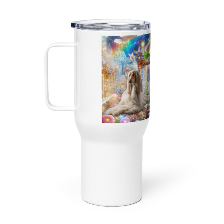 Afghan Hounds in heaven " Afghan Elegance- where grace meets gems in Paradise" 25.oz  Tribute Tumbler - Image 2