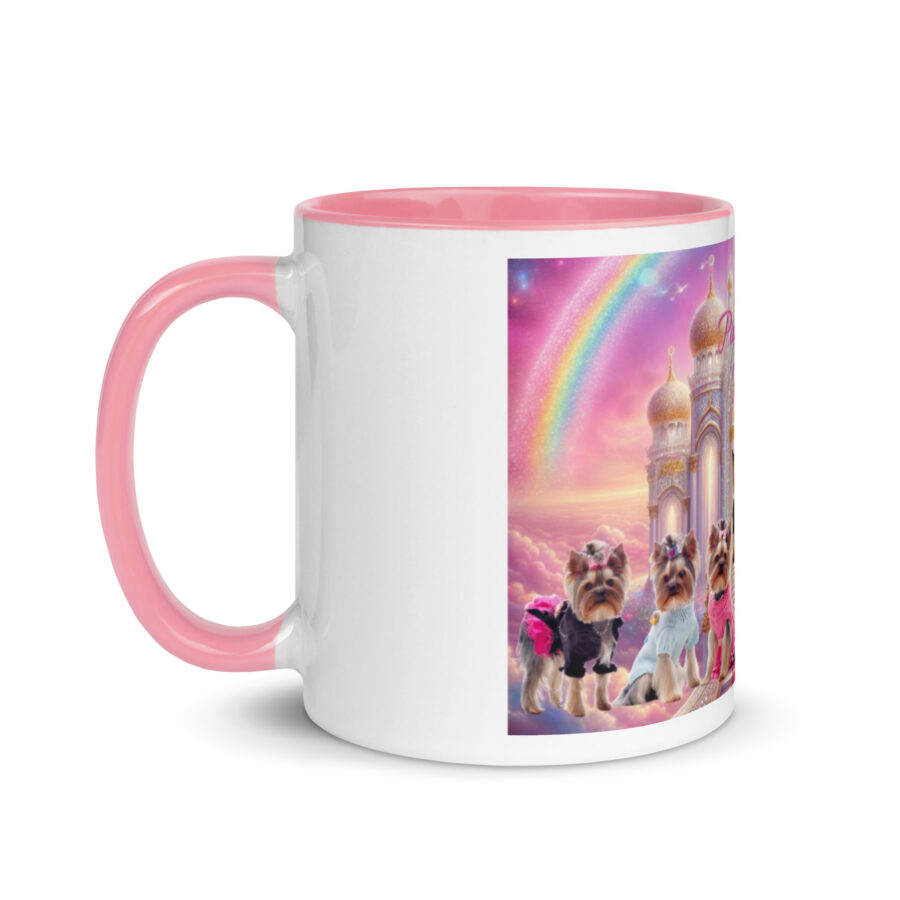Yorkies in Heaven " Pink Party in Paradise" 15.oz  Tribute Mug with Color Inside - Image 3