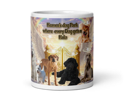 Heavens Dog Park " Heavens dog Park where every dog gets a halo" 15.oz Tribute White glossy mug