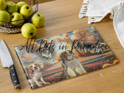 Beagles in Paradise (Heaven in the Home) Glass cutting board
