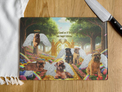 Brussels Griffon ( Heaven in the Home)  " As Good As it Gets, But Angel Edition"  11x15  Glass cutting board