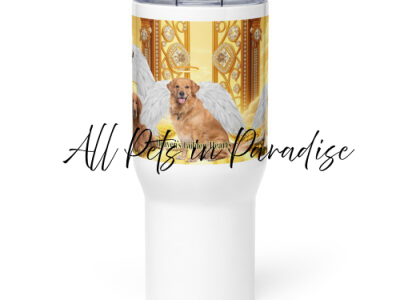 Golden Retrievers in Heaven " Heavens Golden Hearts" 25.oz  Travel mug with a handle