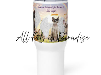 Devon Rex- " Never had much fur, but now I have wings" 25.oz Travel  mug with a handle