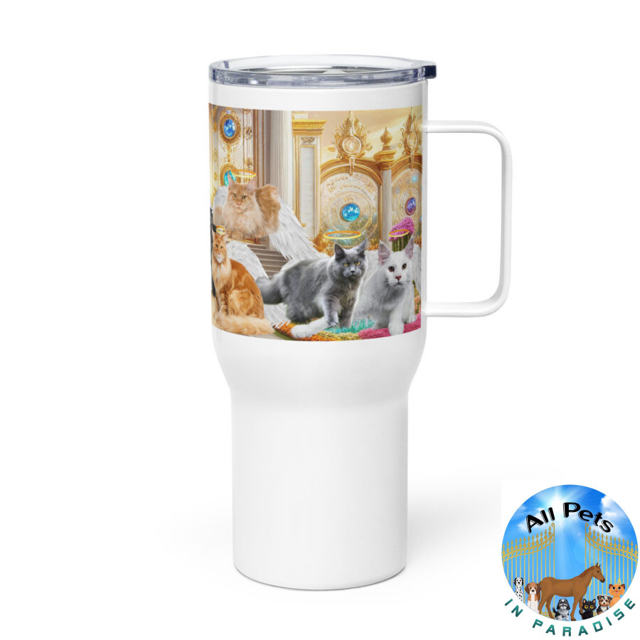 Main Coons In Heaven- " Glory Paws of the magnificent " 25.oz  Travel mug with a handle - Image 3