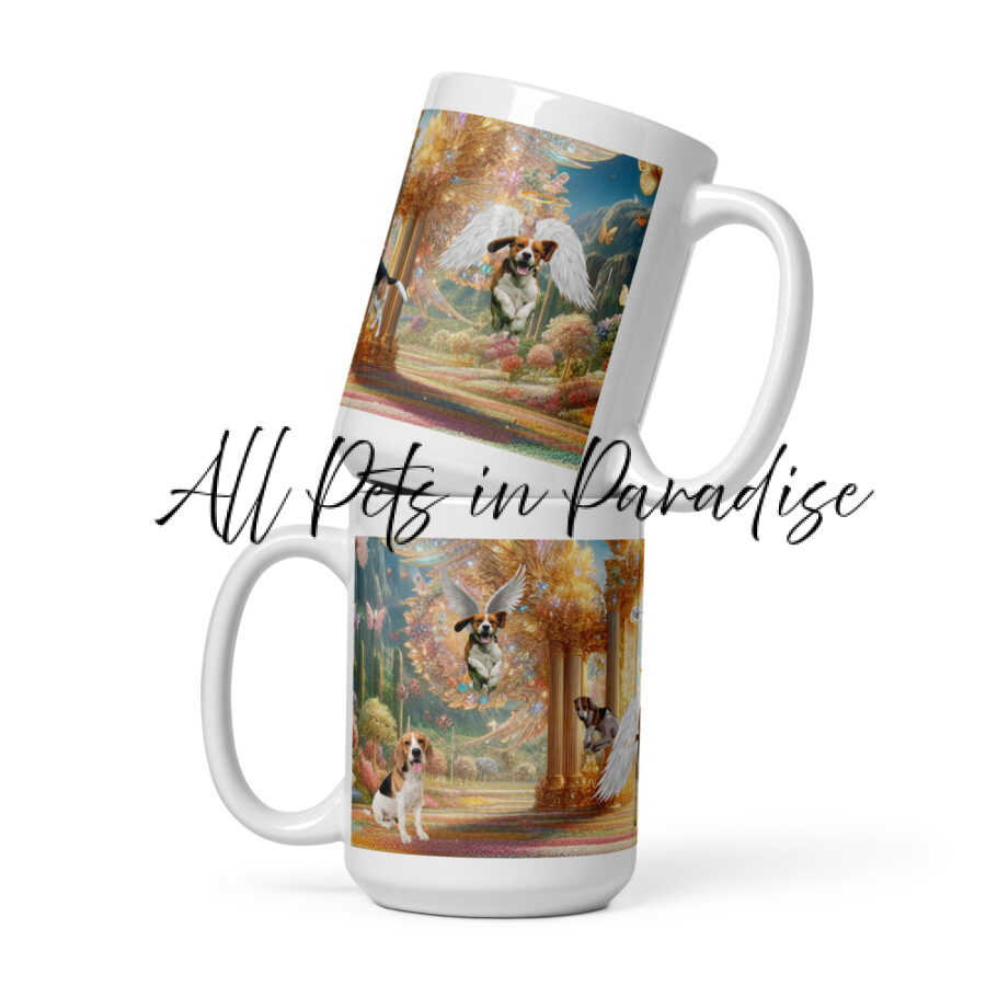 Beagles in Heaven White glossy mug