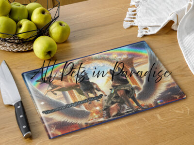 Belgian Malinois in Heaven " Heavens Brightest Stars"   11x15 Glass cutting board