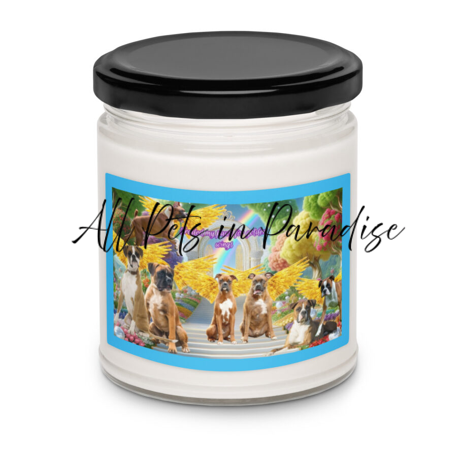 Boxers in Heaven  " Traded my paws for golden wings" 9.oz Scented soy candle