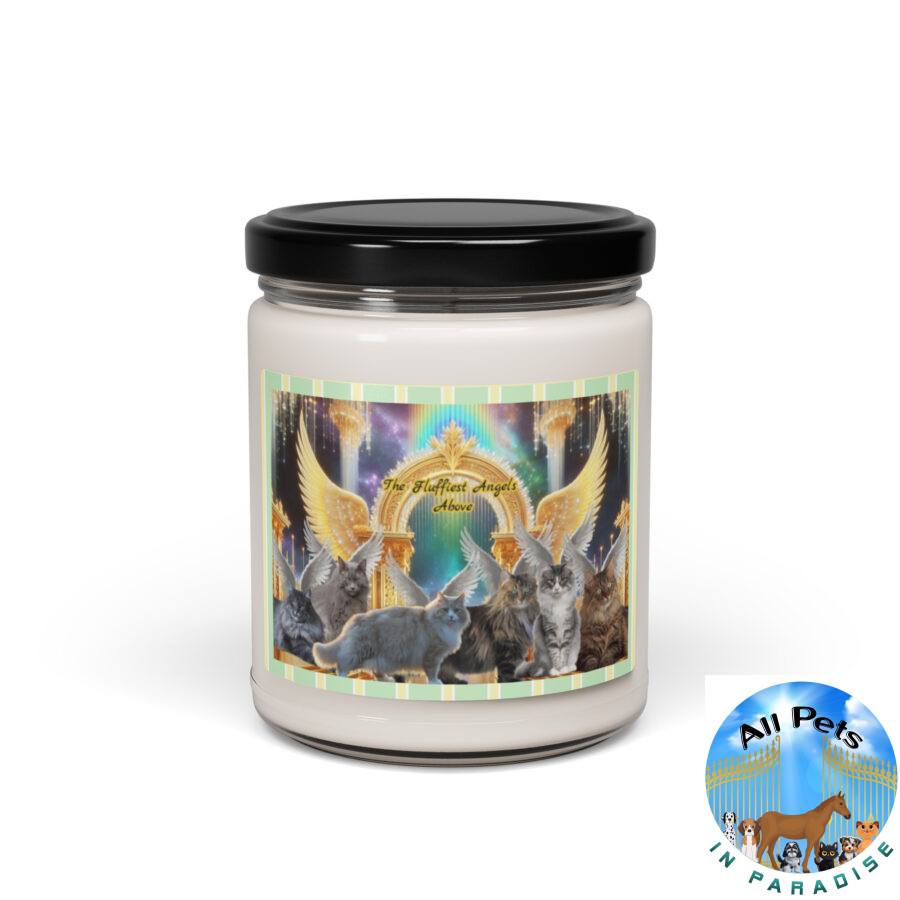 Norwegian Forester Cats in Heaven- " The Fluffiest Angels Above" Scented soy candle - Image 2
