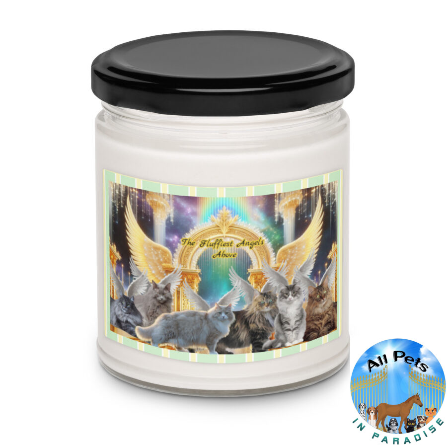 Norwegian Forester Cats in Heaven- " The Fluffiest Angels Above" Scented soy candle - Image 3