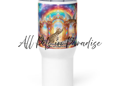 Bengals in Heaven-" Bengals- Still Chasing laser pointers but in clouds of rainbows" Travel mug with a handle
