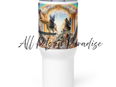Belgian Malinois in Heaven " Heavens Brightest Starts" Travel mug with a handle 25oz