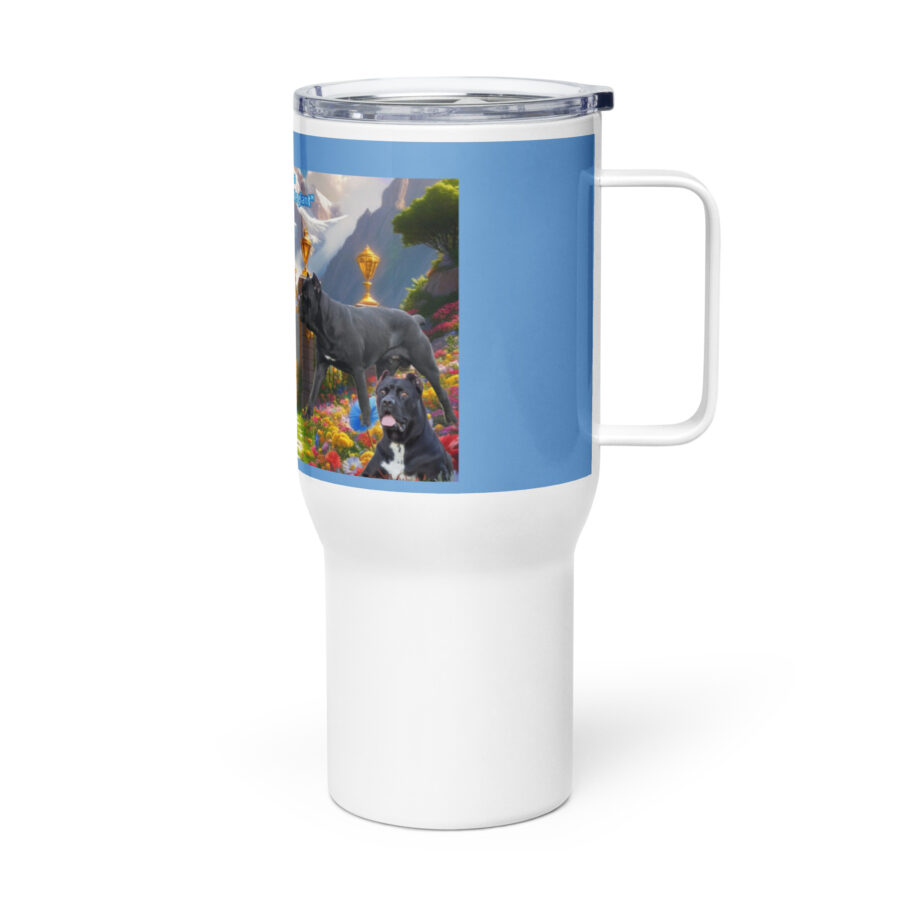 Cane Corso in Heaven " Cane Corso in heaven, the gentle giant" 25.oz  Travel mug with a handle - Image 3