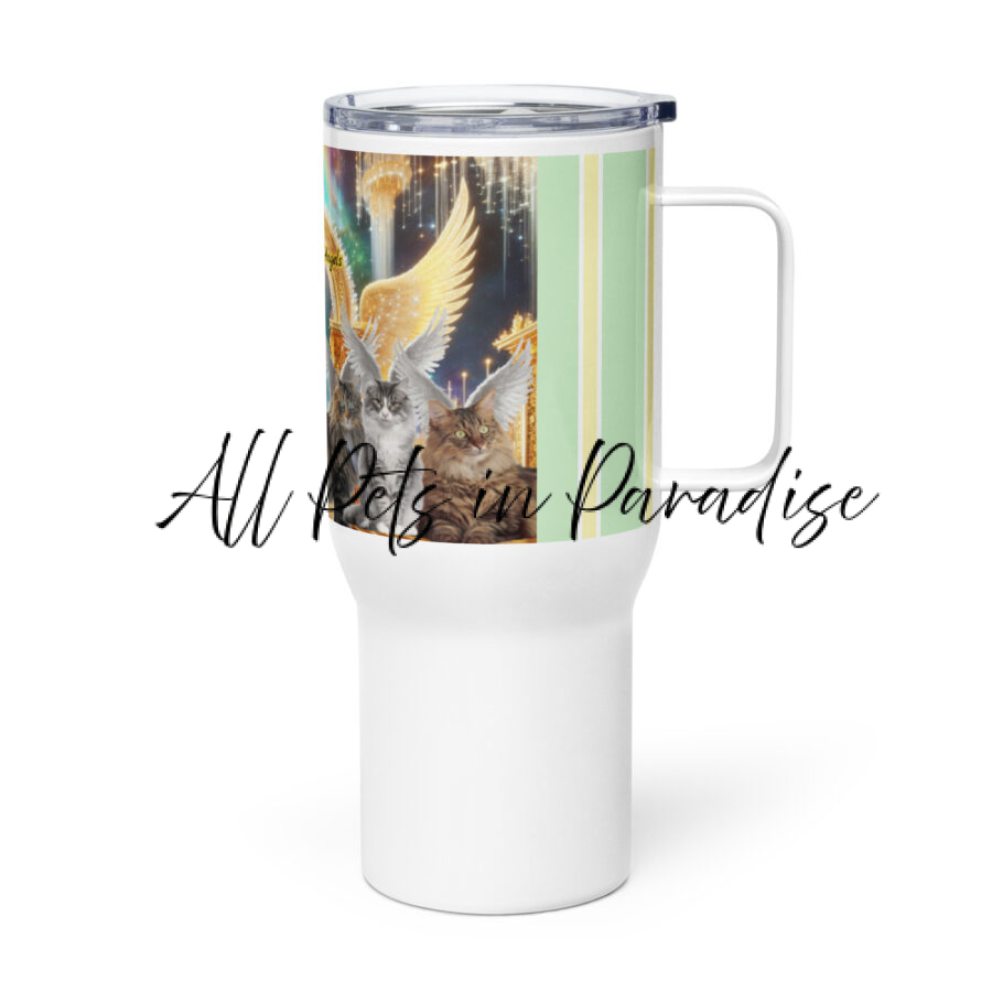 Norwegian Forest Cats in Heaven- " The Fluffiest Angels Above"  25.ozTravel mug with a handle - Image 3