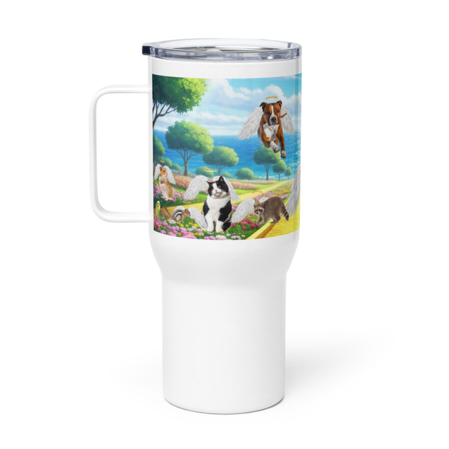 All Pets in Paradise -25.oz Travel mug with a handle - Image 2