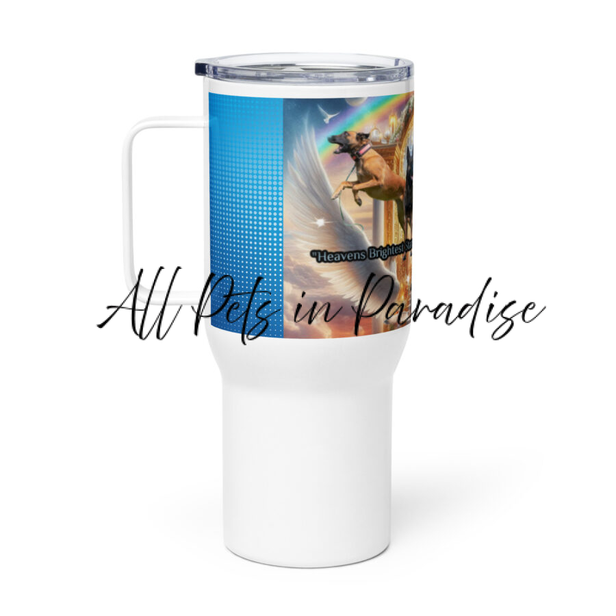 Belgian Malinois in Heaven " Heavens Brightest Starts" Travel mug with a handle 25oz - Image 2
