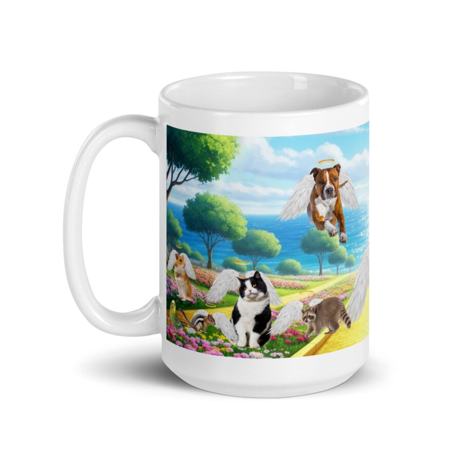 "All Pets in Paradise " 15.oz White glossy mug - Image 3