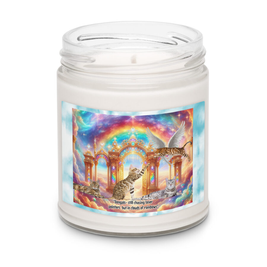 Bengals in Heaven " Bengals- still chasing laser pointers but in clouds of rainbows" 9.0z Scented soy candle