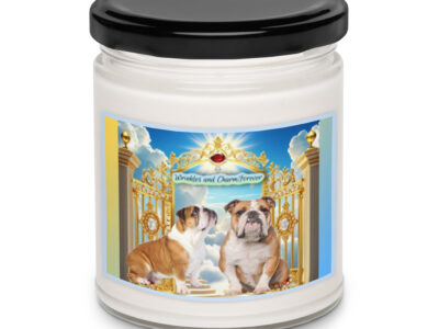 Bulldogs in Heaven " Wrinkles and Charm Forever" 9.oz Scented soy candle