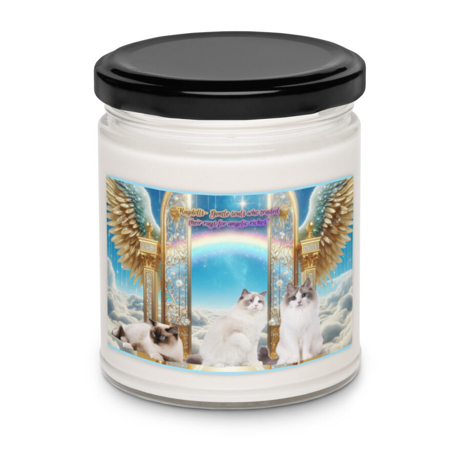 Ragdoll Cats in Heaven " Ragdolls -gentle souls who traded their rags for angelic riches"  9.ozScented soy candle - Image 5