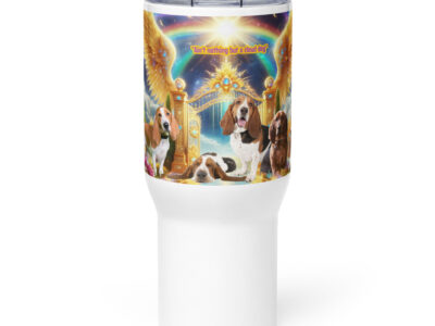 Hound Dogs in Heaven " Ain't Nothing but a Cloud Dog" 25.oz Travel mug with a handle