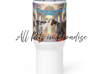 Great Danes in Heaven " Great Dane: Giant , Gentle and Majestic " 25 .oz Travel mug with a handle