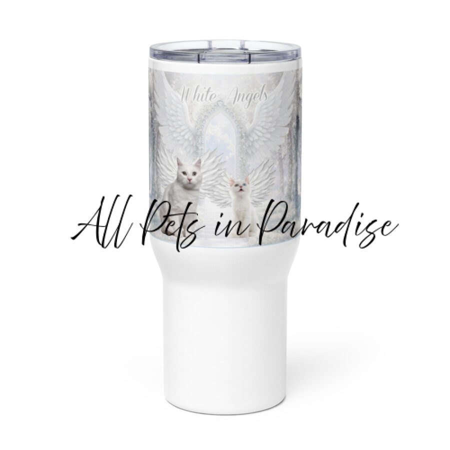 Cats in Heaven " white Angels" 25.oz Travel mug with a handle