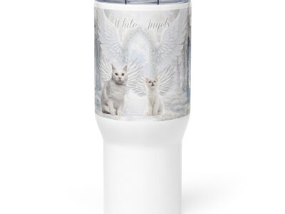 White Cats in Heaven " White Angels in Heaven" Travel mug with a handle