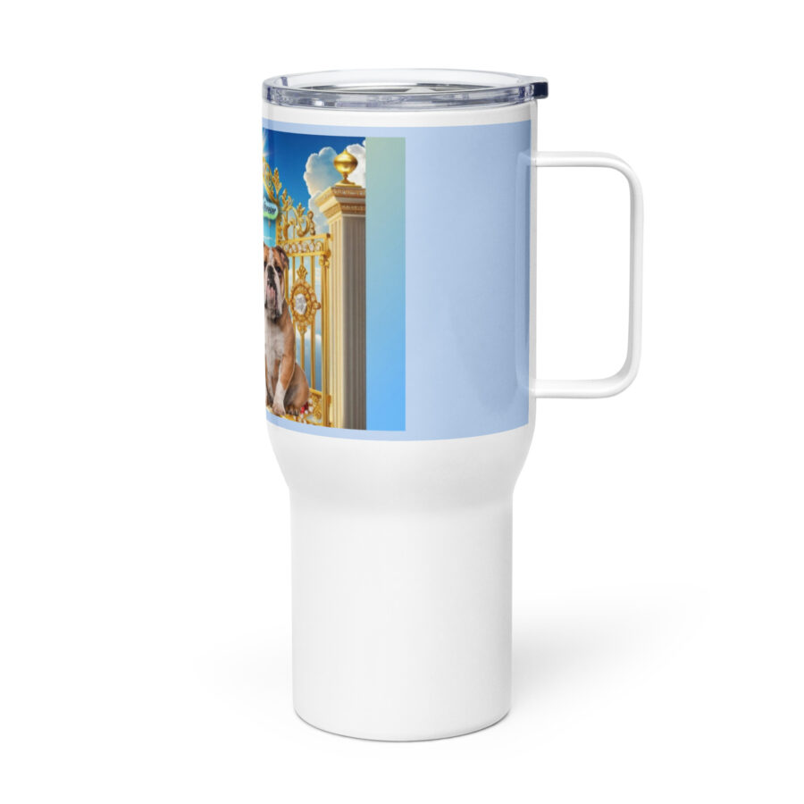 Bulldogs in Heaven " Wrinkles and Charm Forever" 25.oz Travel mug with a handle - Image 3