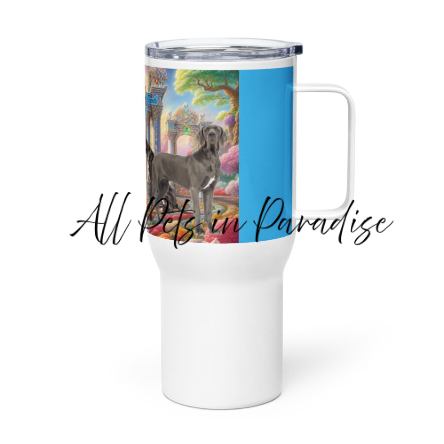 Great Danes in Heaven " Great Dane: Giant , Gentle and Majestic " 25 .oz Travel mug with a handle - Image 3