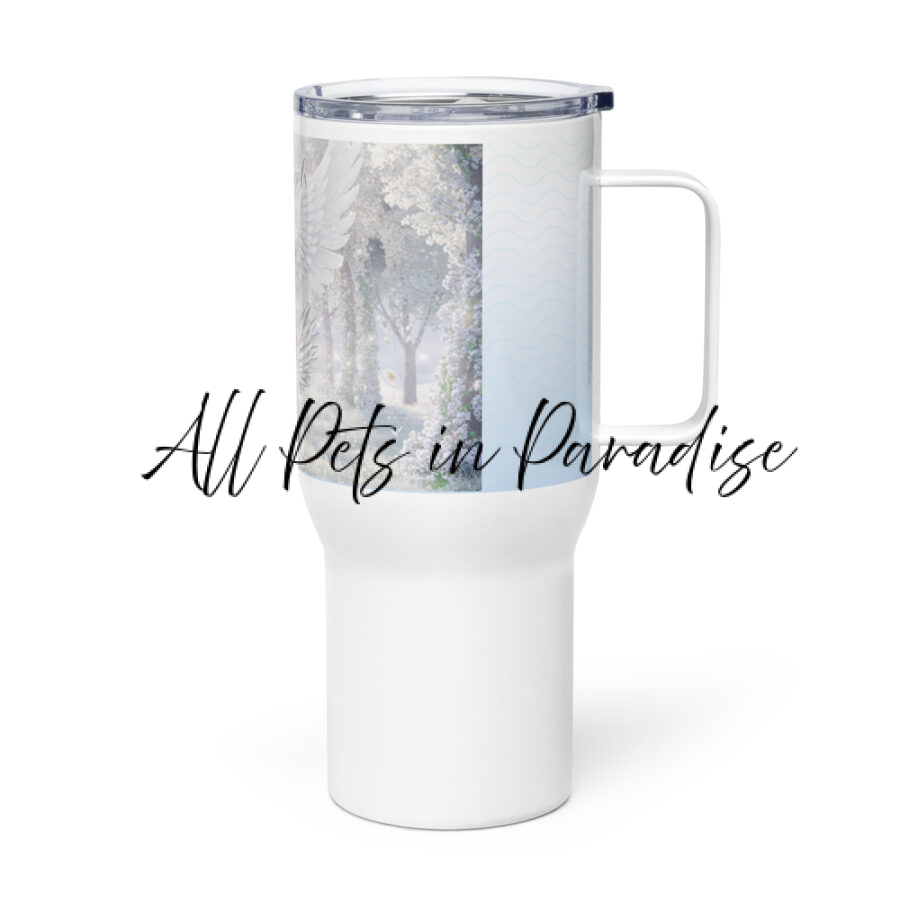 Cats in Heaven " white Angels" 25.oz Travel mug with a handle - Image 3