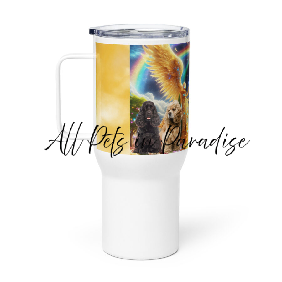 Cocker Spaniels in Heaven -25.oz Travel mug with a handle - Image 2