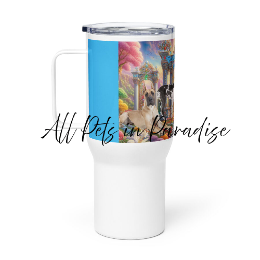 Great Danes in Heaven " Great Dane: Giant , Gentle and Majestic " 25 .oz Travel mug with a handle - Image 2