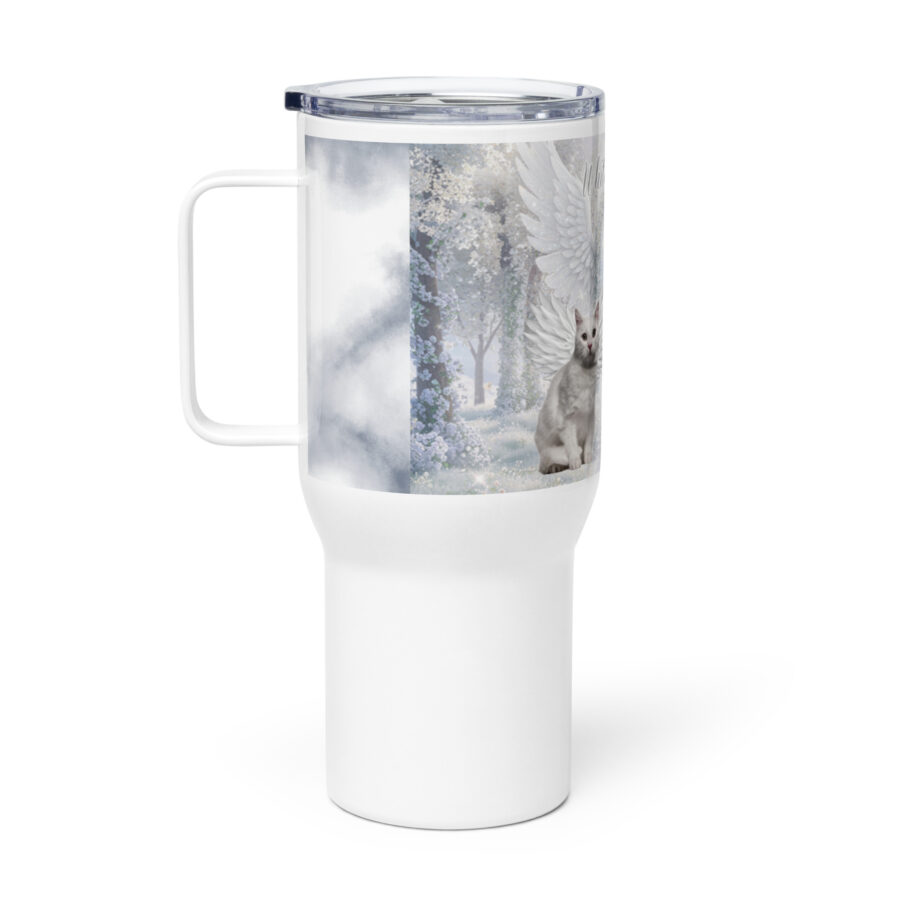 White Cats in Heaven " White Angels in Heaven" Travel mug with a handle - Image 2