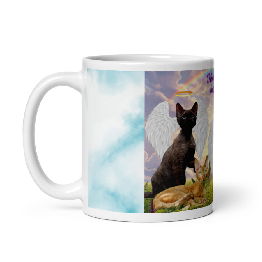 Devon Rex Cats in Heaven" Never had much hair but now I have wings" 15.ozWhite glossy mug - Image 3