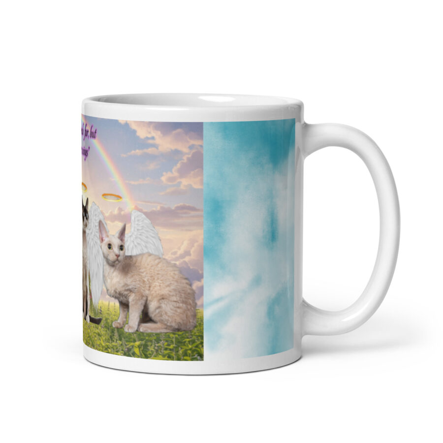 Devon Rex Cats in Heaven" Never had much hair but now I have wings" 15.ozWhite glossy mug - Image 2