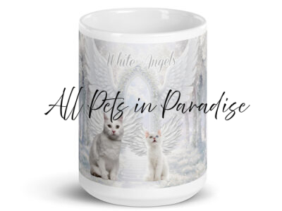 White Cats in Heaven " White Angels"  15.oz White glossy mug