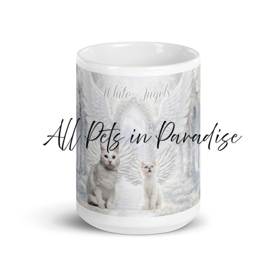 White Cats in Heaven " White Angels"  15.oz White glossy mug
