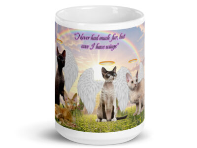 Devon Rex Cats in Heaven" Never had much hair but now I have wings" 15.ozWhite glossy mug