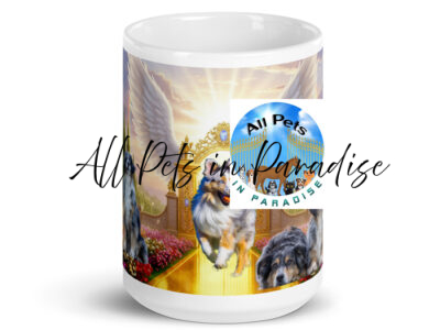 " Australian Shepherd Dog in Paradise "White glossy mug