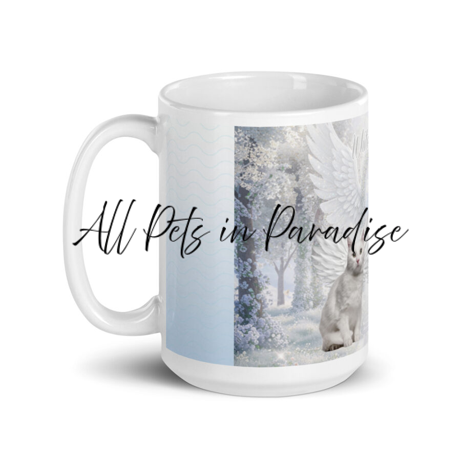 White Cats in Heaven " White Angels"  15.oz White glossy mug - Image 3