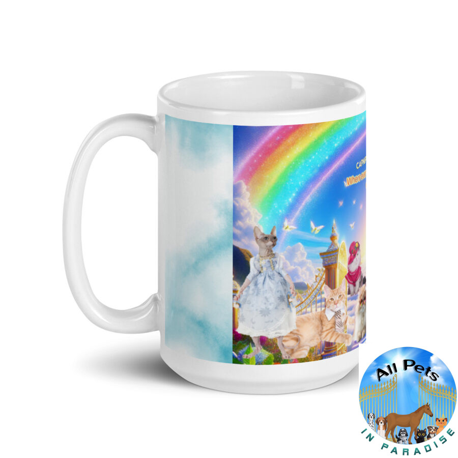 Cats in  Catnip Heaven" ( Humor)  " Catnip Heaven where every cat is Purr-fectly dressed..15.oz White glossy mug - Image 3