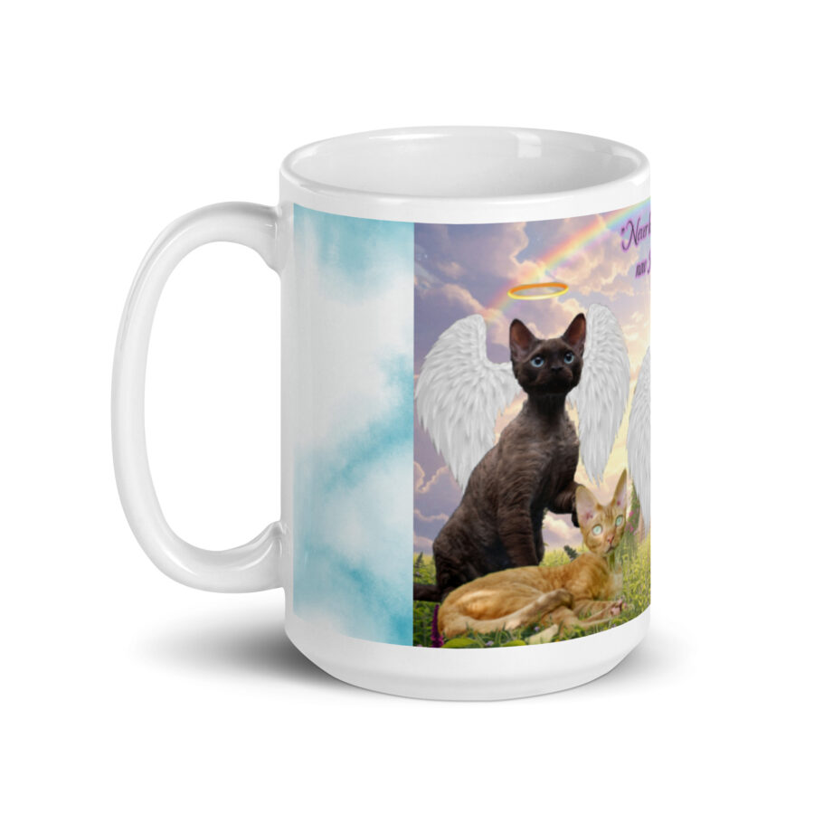 Devon Rex Cats in Heaven" Never had much hair but now I have wings" 15.ozWhite glossy mug - Image 6