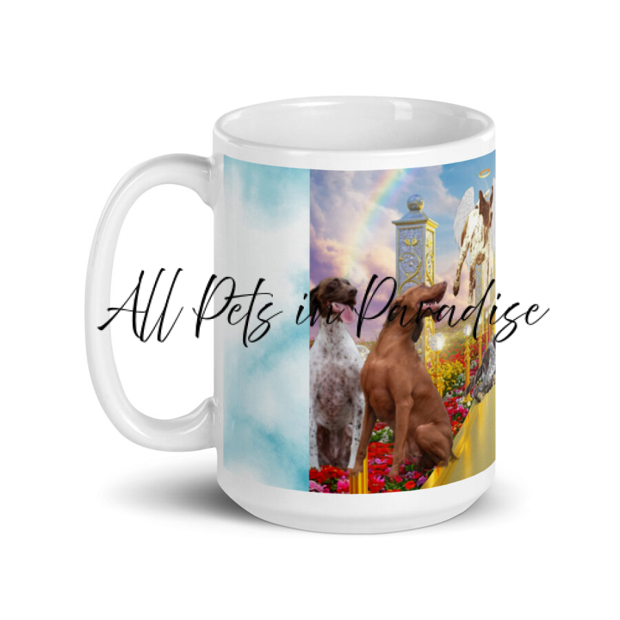 Pointer Dog Breeds In Heaven " Pointed to Paradise, paws racing through fields of endless fun" 15.oz   White glossy mug - Image 3